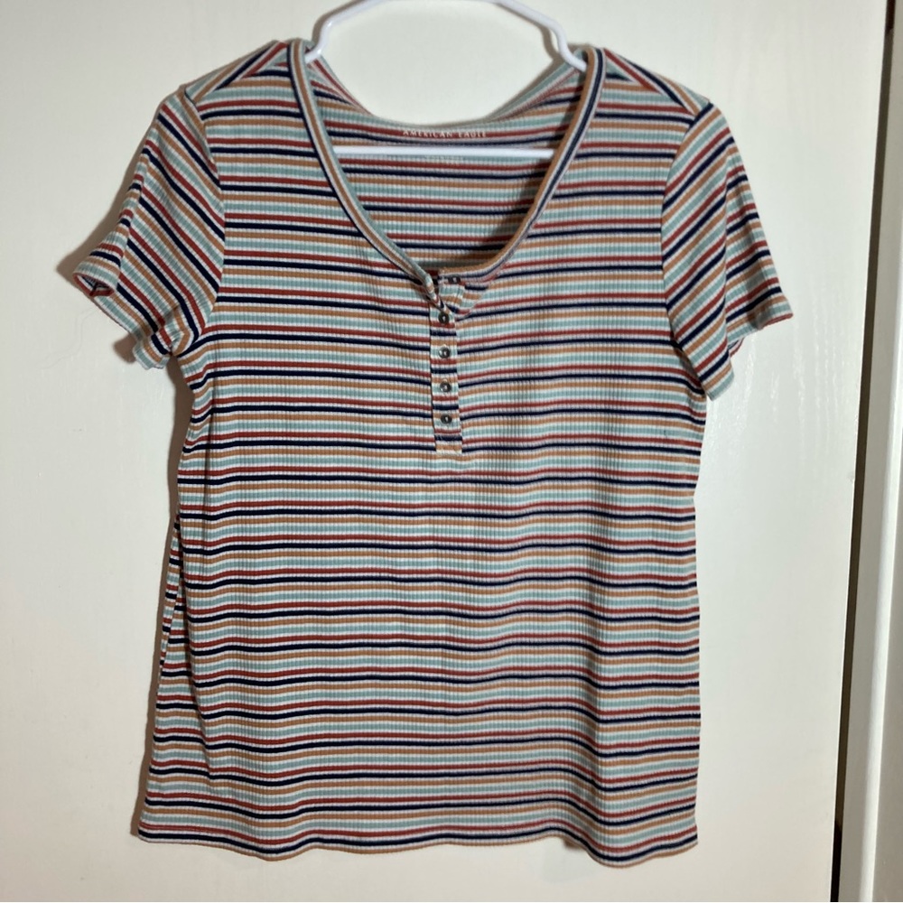American Eagle‎ striped ribbed top medium